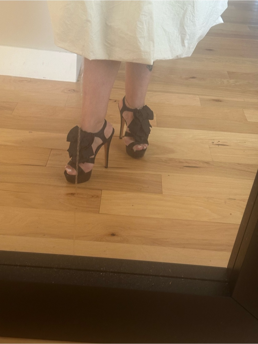 Vintage Y2K Platform Heels // Black Strappy Leather Party Slingbacks Bebe sz8